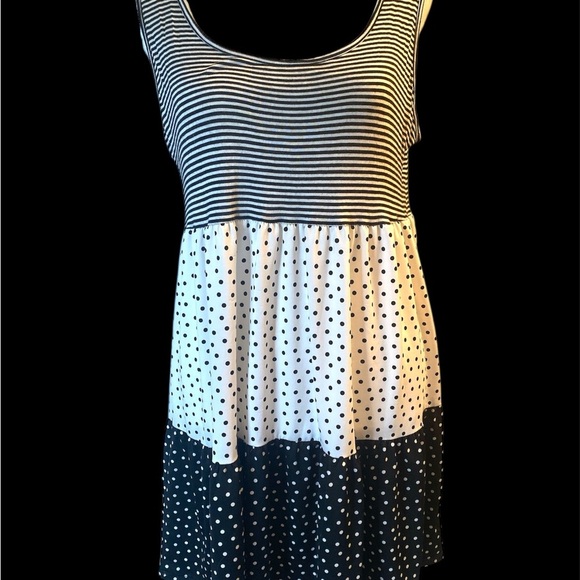 Black and White Tiered Mini Sundress - Picture 1 of 4